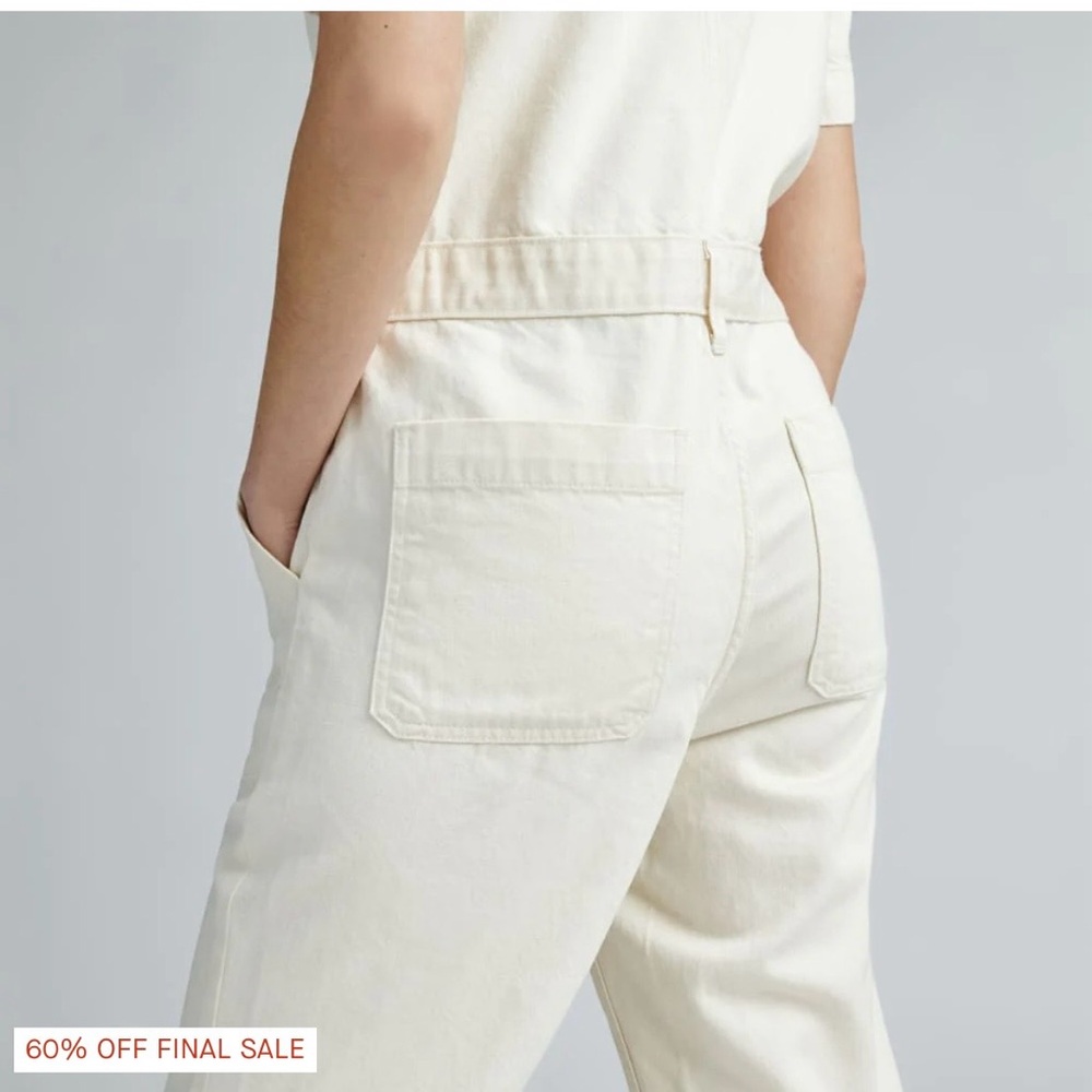 Everlane Super Soft Jean Coverall in Cream, Size 0 - Picture 4 of 7